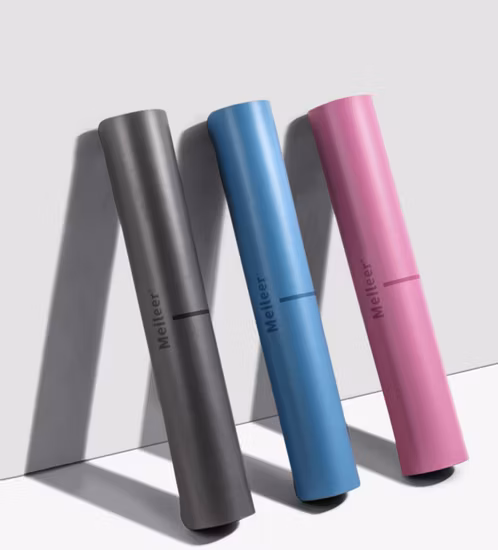 Wet Grip Printed Position Guide Line Eco Friendly Great Cushioning PU Leather Rubber Black Chakra Yoga Mat